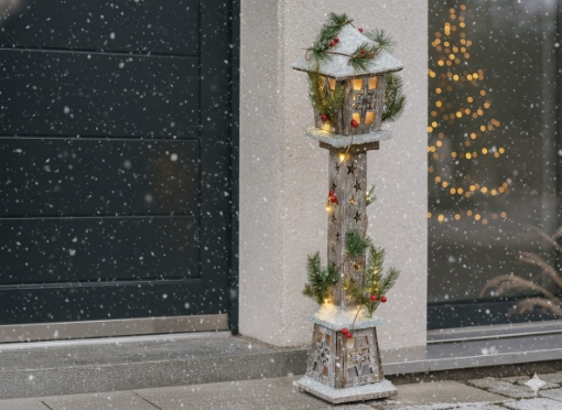 Chomik Святкова дерев'яна ліхтарня з Led-зірками 13 x 13 x 60 см, DEL5232 - Home Club