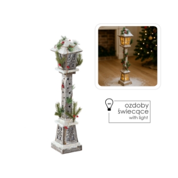 Chomik Праздничный Деревянный Фонарь С Led-Звездами 13 x 13 x 60 см, DEL5232 - Home Club