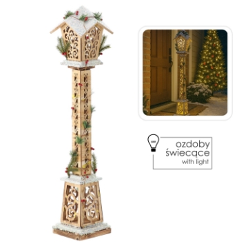 Chomik Праздничный Деревянный Фонарь, Бразовый, Светодиодный, 18 x 18 x 100 см, DEL5256 - Home Club