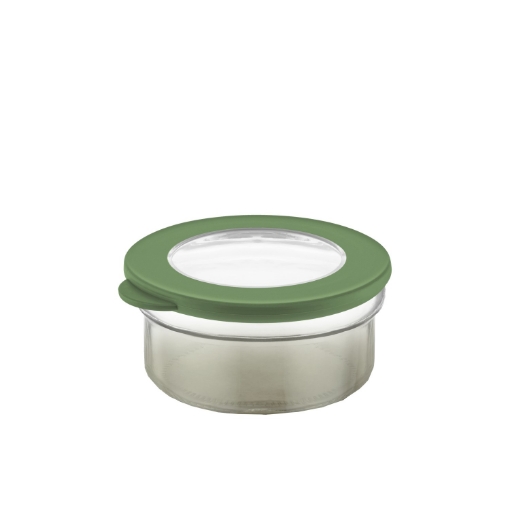 Chomik Круглый стеклянный контейнер 415 мл, зеленый, LUXL-C494 - Home Club