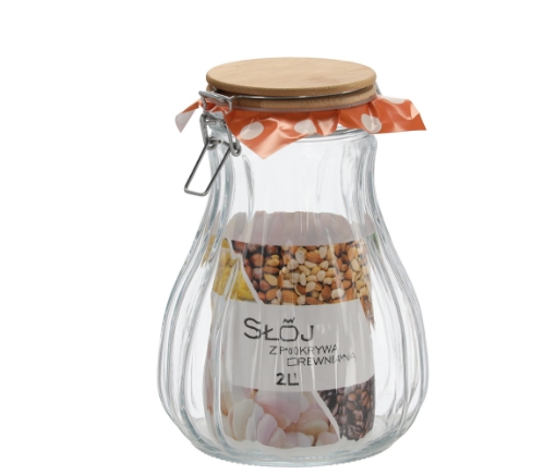 Chomik Стеклянная Банка 2 Литра С Деревянной Крышкой, SIP0932 - Home Club