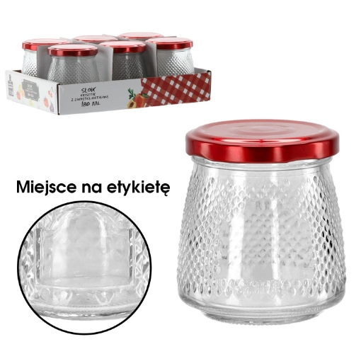 Chomik Банка 180 мл из хрусталя с красной металлической крышкой, BUS2554 - Home Club