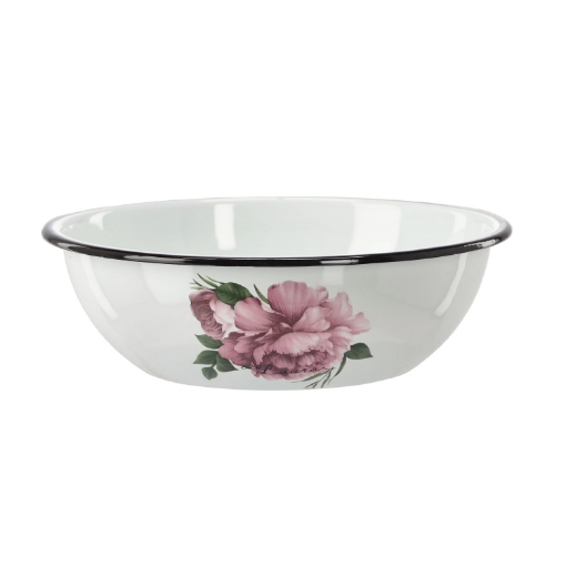 Chomik Емальна Миска 2,5 Л 24,5 См Біла Півонія Лаура, EMA9099 - Home Club