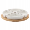 Chomik Набор для подачи закусок — 4 фарфоровые миски с круглым бамбуковым подносом 30x4 см., MUT7286 - Home Club, изображение 2
