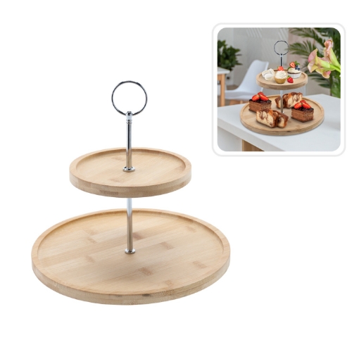 Chomik Двухъярусная подставка из бамбука и металла, 22x24 см, MUT4642 - Home Club