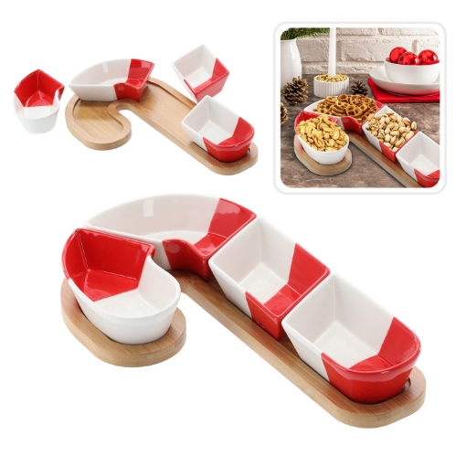 Chomik Кпл. Для Подачи Закусок - 4 Чашки Сахарная Палочка 32x18x5 См, MUT4574 - Home Club