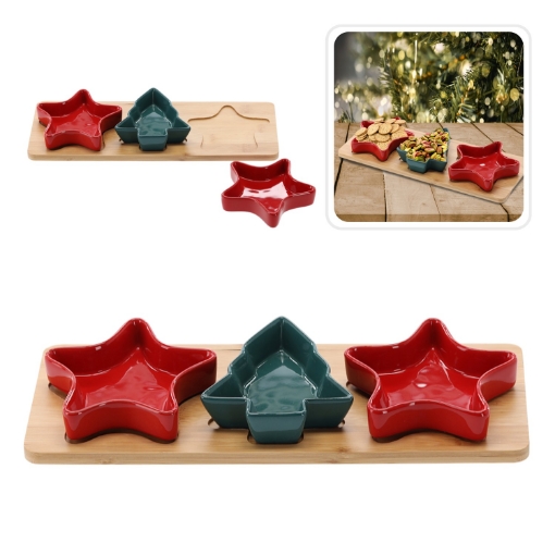 Chomik Набор для сервировки закусок - 3 миски в форме елки и звезды, MUT4598 - Home Club