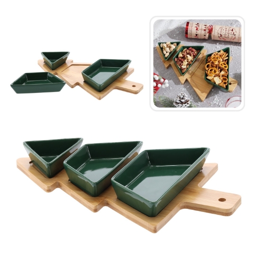 Chomik Набор для подачи закусок - 3 миски в форме елки 32x20x4 см, MUT4659 - Home Club