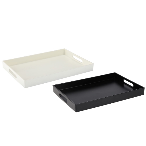 Chomik Прямоугольная Поднос С Ручками 34,5 x 25 x 3,5 См Белый / Черный, VEN7878 - Home Club