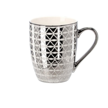Chomik Фарфоровая Чашка Серебряно-Белая 340 Мл, Различные Дизайны, LIL6219 - Home Club