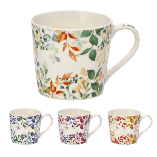 Chomik Фарфоровая Чашка 400 Мл, Листья, Разные Цвета, LIL7901 - Home Club