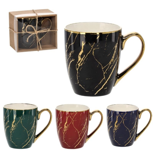 Chomik Фарфоровая Чашка 400 Мл Мрамор С Золотом, Микс Цветов, LIL7956 - Home Club