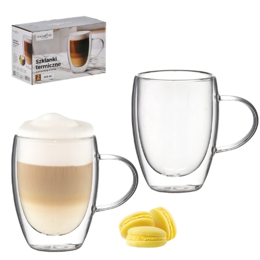 Chomik Набор из 2 термостаканов с двойными стенками и ручкой, объем 340 мл, IBO9753 - Home Club