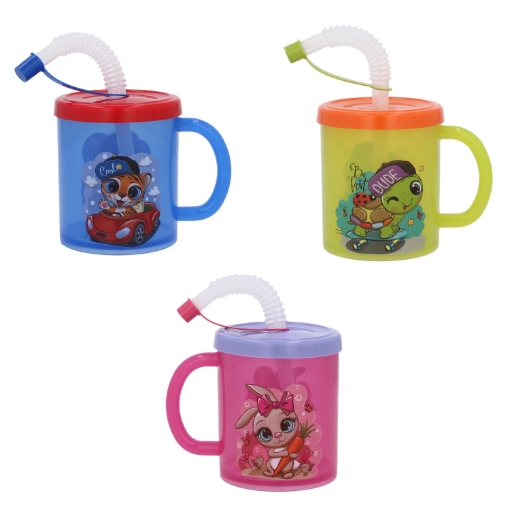 Chomik Пластиковый стакан объемом 210 мл соломинкой, MER8551 - Home Club