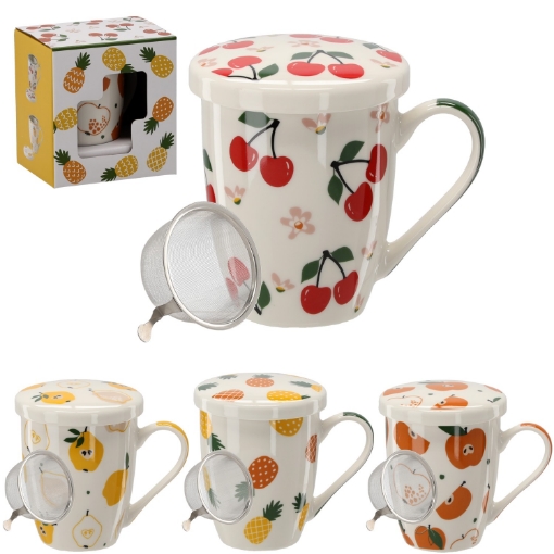 Chomik Фарфоровый Кубок С Заварником И Крышкой 340 Мл, С Разнообразными Фруктовыми Узорами, LIL1896 - Home Club