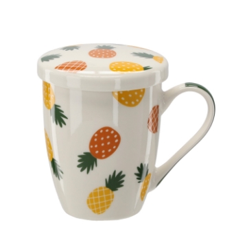 Chomik Фарфоровый Кубок С Заварником И Крышкой 340 Мл, С Разнообразными Фруктовыми Узорами, LIL1896 - Home Club