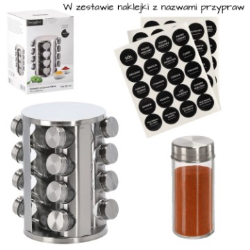 Chomik Круглая приправа 17,3 x 25,8 см, 16 банок, серебристая, NIW9141 - Home Club