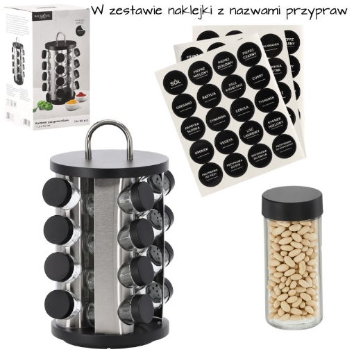 Chomik Круглый солоник 17,5 x 33 см с ручкой, 16 банок, черно-серебристый, NIW9158 - Home Club