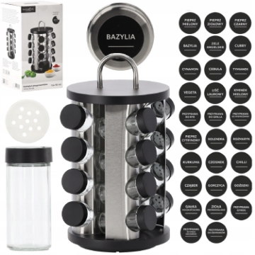 Chomik Круглый солоник 17,5 x 33 см с ручкой, 16 банок, черно-серебристый, NIW9158 - Home Club