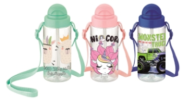 Chomik Бутылка объемом 500 мл, украшенная соломинкой и ремешком (3 варианта дизайна), MER32628 - Home Club