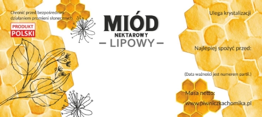 Chomik Kpl. 100 Етикеток Мед Нектаровий Липовий 116 x 50 Мм, BEE8283 - Home Club