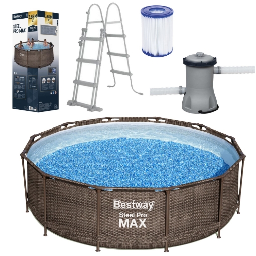 Chomik Басейн З Ратановим Каркасом 3,66 X 1 М (Басейн, Фільтруюча Помпа, Лісина), BES56709 - Home Club