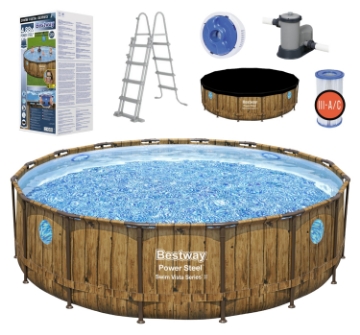 Chomik Басейн С Рамкой Из Раттана / Окно 4,88 x 1,22 М (Басейн, Фильтровый Насос, Лестница, Крышка, Дозатор), BES56725 - Home Club