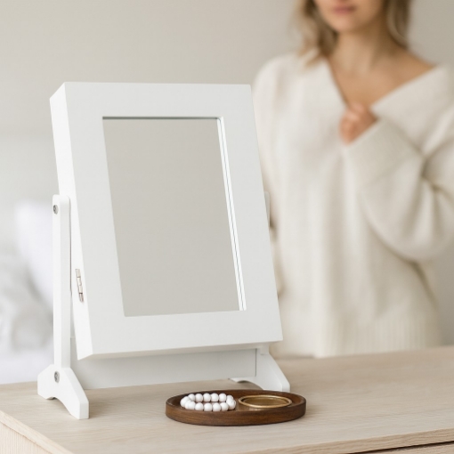 Chomik Шафа Для Біжутерії З Дзеркалом Біла 21 x 15 x 35 см, PHO5775 - Home Club