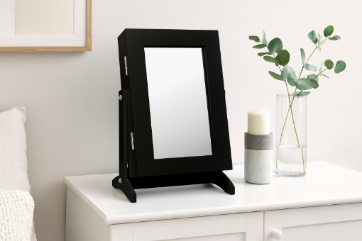 Chomik Шафа Для Ювелірних Виробів З Дзеркалом Чорна 21 x 15 x 35 см, PHO8072 - Home Club