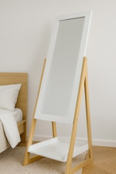 Chomik Дерев'яне Дзеркало На Ножках З Полицею 40 x 36 x 150 См, PHO9740 - Home Club