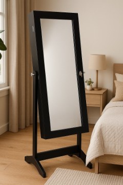 Chomik Шафа Для Біжутерії З Дзеркалом Чорна 41,5 x 36,5 x 147 см, PHO8058 - Home Club