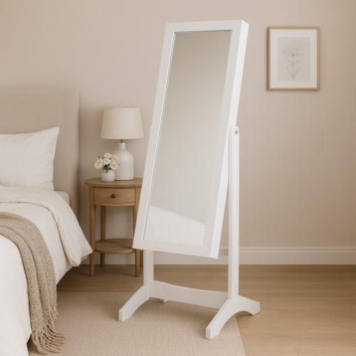 Chomik Шкафчик Для Біжутерії З Дзеркалом Білий 34 x 35,5 x 120 см, PHO8119 - Home Club