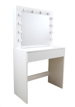Chomik Тоалетный Столик Для Макияжа, Белый, С Освещением, 80 x 40 x 140 См, PHO9452 - Home Club