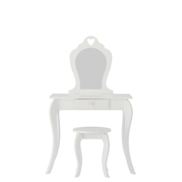 Chomik Маленькая косметическая туалетка белого цвета со зеркалом и табуреткой, PHO0397 - Home Club