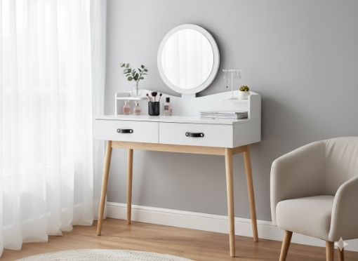 Chomik Косметична Туалетна Скринька Біла З Дзеркалом 100 x 40 x 139 См, PHO1602 - Home Club