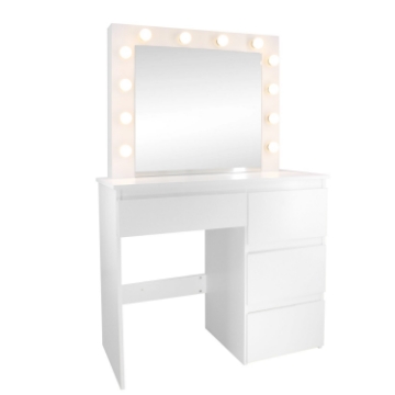 Chomik Тоалетный Стол Для Макияжа, Белый, С Освещением, С 4 Ящиками, 94x43x140 см, PHO4868 - Home Club