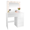 Chomik Тоалетный Стол Для Макияжа, Белый, С Освещением, С 4 Ящиками, 94x43x140 см, PHO4868 - Home Club, изображение 10