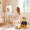 Chomik Мала Косметична Туалетна Скринька Біла З Дзеркалом + Табуретка, PHO2657 - Home Club, зображення 6