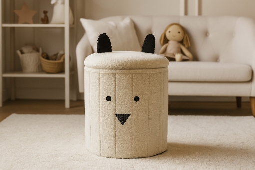 Chomik Складна Табуретка Зі Сховком 28 x 28 x 34 См Біла, PHO4243 - Home Club