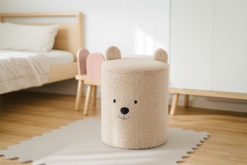 Chomik Складная табуретка с ящиком для хранения 28 x 28 x 34 см светло-бежевого цвета, PHO4250 - Home Club