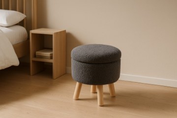 Chomik Круглый пуф на деревянных ножках, 30 x 28 см, серый, PHO8585 - Home Club