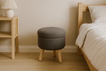 Chomik Круглый пуф на деревянных ножках, 30 x 28 см, серый, PHO8585 - Home Club