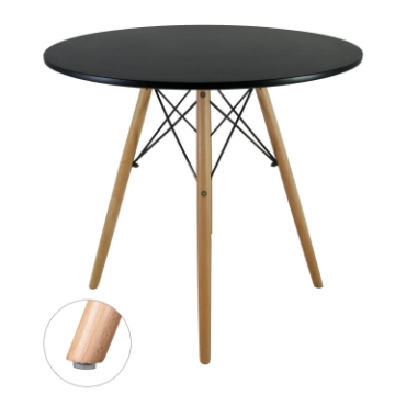 Chomik Круглый стол на деревянных ножках - черный, FAT1187 - Home Club