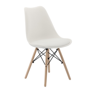 Chomik Пластиковый стул на деревянных ножках с подушкой - белый, FAT2936 - Home Club