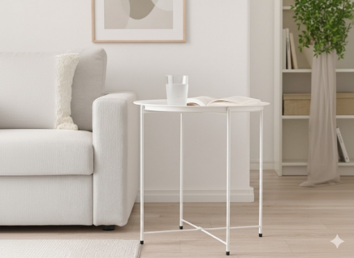 Chomik Круглый кофейный столик 47 x 47 x 50,5 см, белый, LOF1074 - Home Club