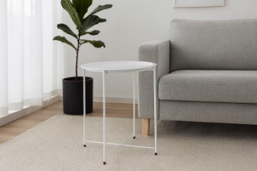 Chomik Круглый кофейный столик 47 x 47 x 50,5 см, белый, LOF1074 - Home Club