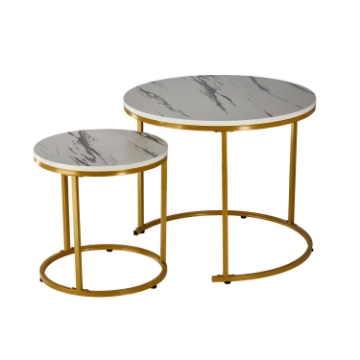 Chomik Двухсекционный кофейный столик из мрамора, круглый, FAT1459 - Home Club