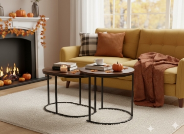 Chomik Двухсекционный кофейный столик круглый + овальный, коричневый, FAT1988 - Home Club