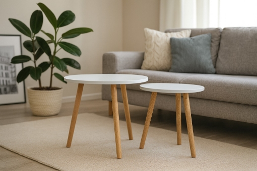 Chomik Двосекційний дерев'яний журнальний столик, біло-коричневий, FAT2275 - Home Club