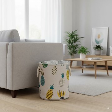Chomik Корзина для белья/игрушек 40 x 45 см, круглая, с ананасами, размер L, NIZ4915 - Home Club